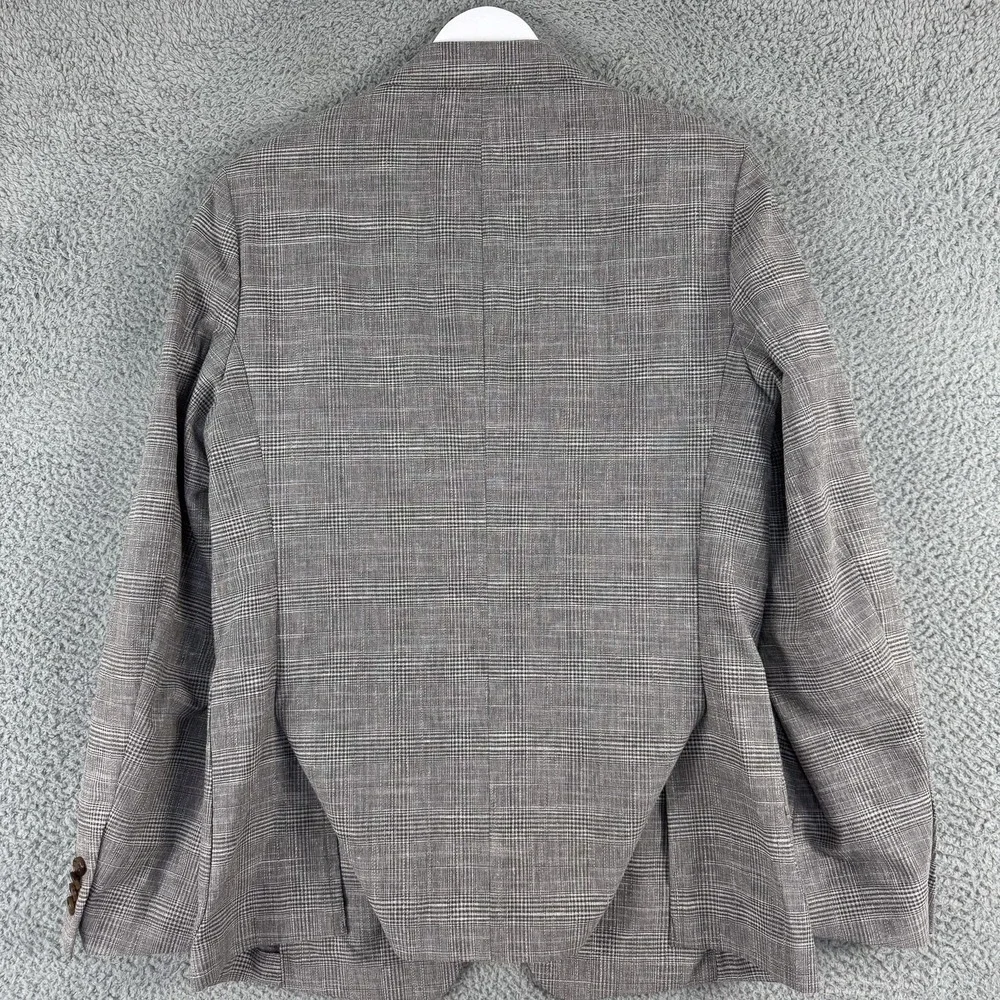 Banana Republic Blazer Mens 40R Gray Slim Fit Glen‎ Plaid Tollegno Italian Wool